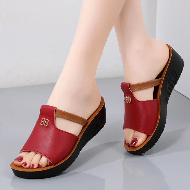 Damen Stylische Slingback Plateau Sandalen