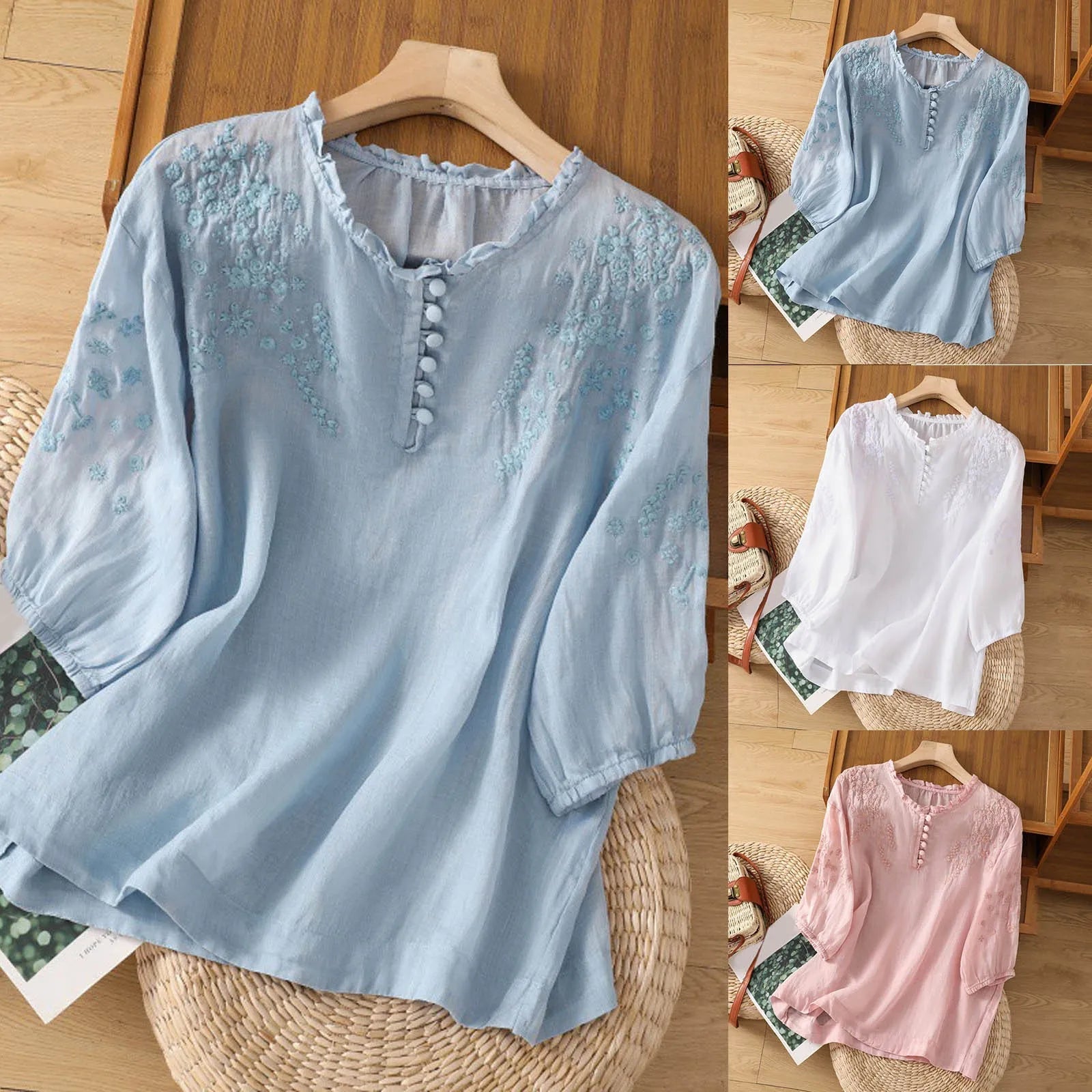 Damen Bequeme Sommer Bluse