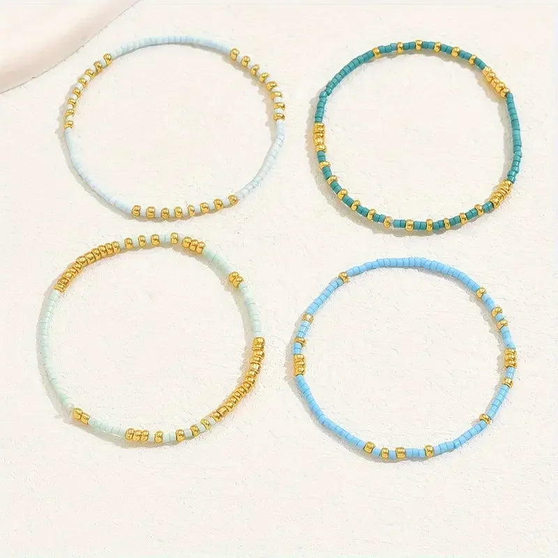 Chic Bohemian Türkis Perlenarmband Set