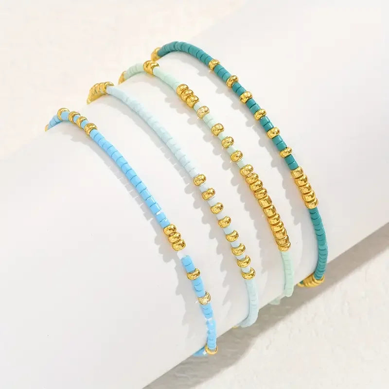 Chic Bohemian Türkis Perlenarmband Set