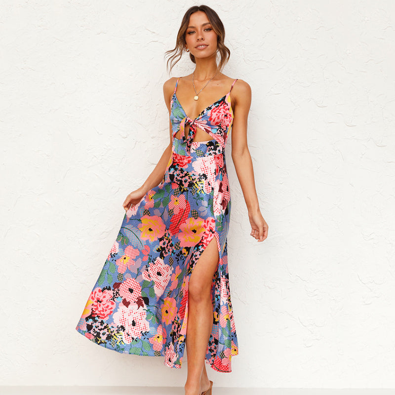 Damen Lässig Spaghettiträger Hochzeitsgast Maxikleid