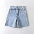 Damen Lässig Hohe Taille Rohsaum Jeans Shorts