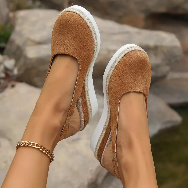 Nina | Damen Espadrilles Keilabsatz Slingback Wildleder Sandalen