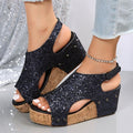Sandalen Damen | Glamouröser Keilabsatz & Glitzer-Design