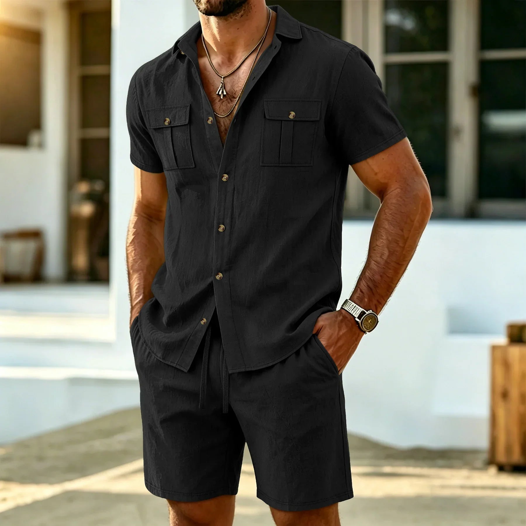 Toby | Lässiges Leinen Herren Set für Warme Tage