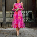 Damen Sommer Blumen Hochzeitsgast Midikleid