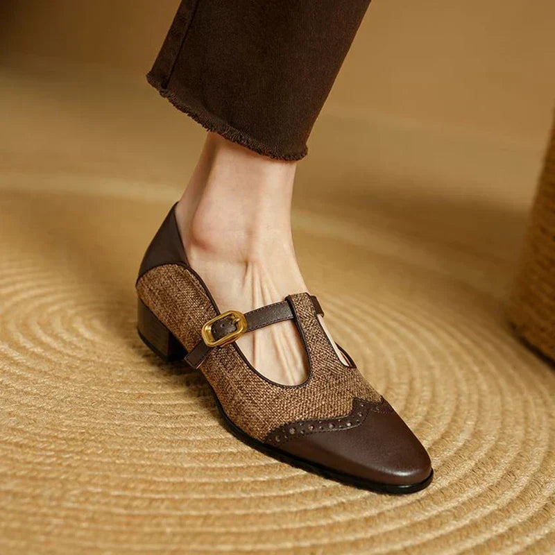 Diny – Vintage-Lederschuhe mit Schnalle