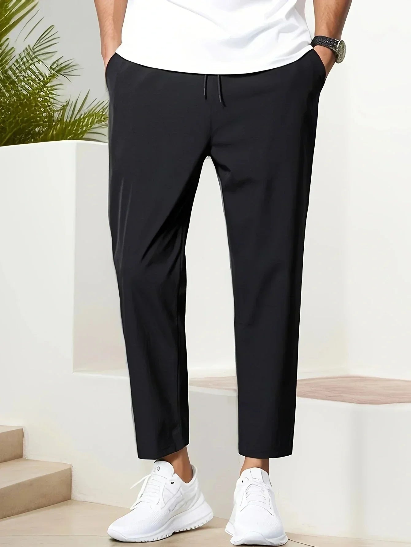 Herren Cropped Sommer Jogger Hose