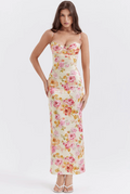 Damen Geblümtes Träger Hochzeitsgast Maxi Kleid