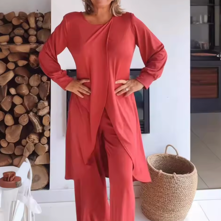 Viola | Damen Set 2-teilig Longshirt Weite Hose Loungewear