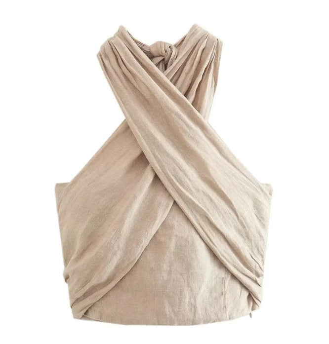 Neckholder-Top aus Leinen