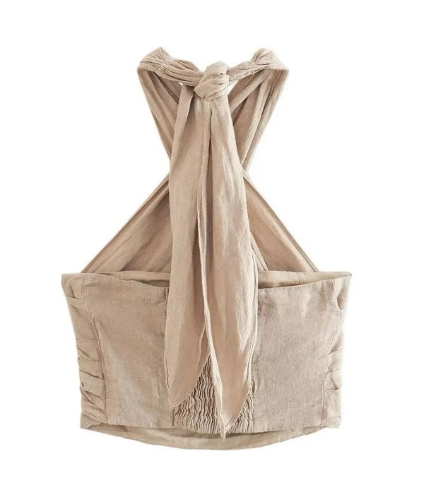 Neckholder-Top aus Leinen