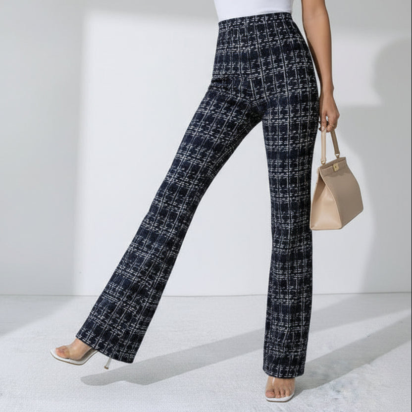 Elegante Schlaghose für Damen mit High-Waist im Tweed-Look