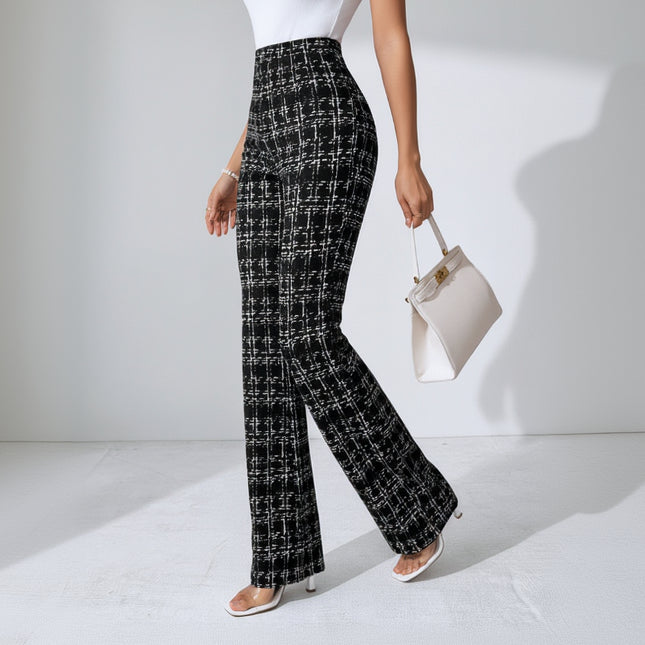 Elegante Schlaghose für Damen mit High-Waist im Tweed-Look