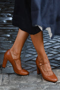 Schuhe Damen mit Arch Support, Elegante Damenschuhe mit breitem Absatz und verstellbarem Schnallenriemen für Komfort