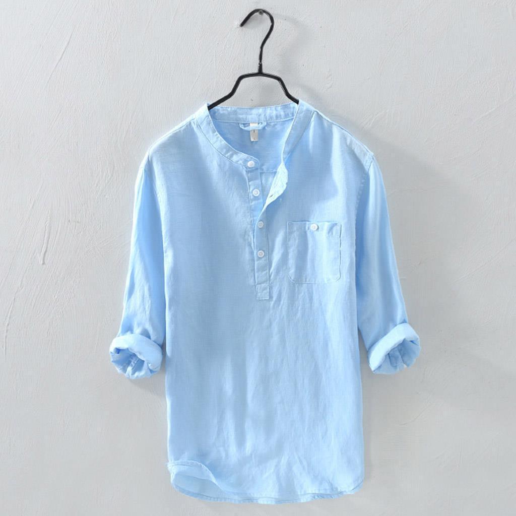 Herren Luftiges Henley Sommer Hemd
