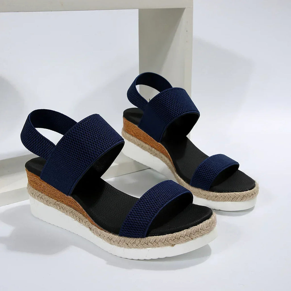 Damen Bequeme Espadrille Sandalen mit Doppelriemen
