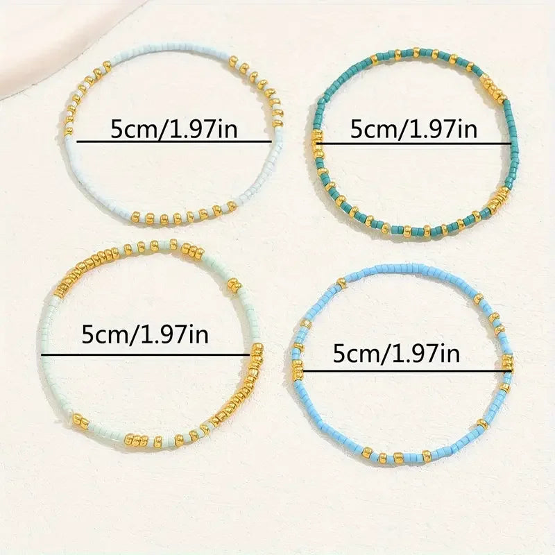 Chic Bohemian Türkis Perlenarmband Set