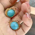Elegante Vintage Geometrische Türkis Ohrstecker