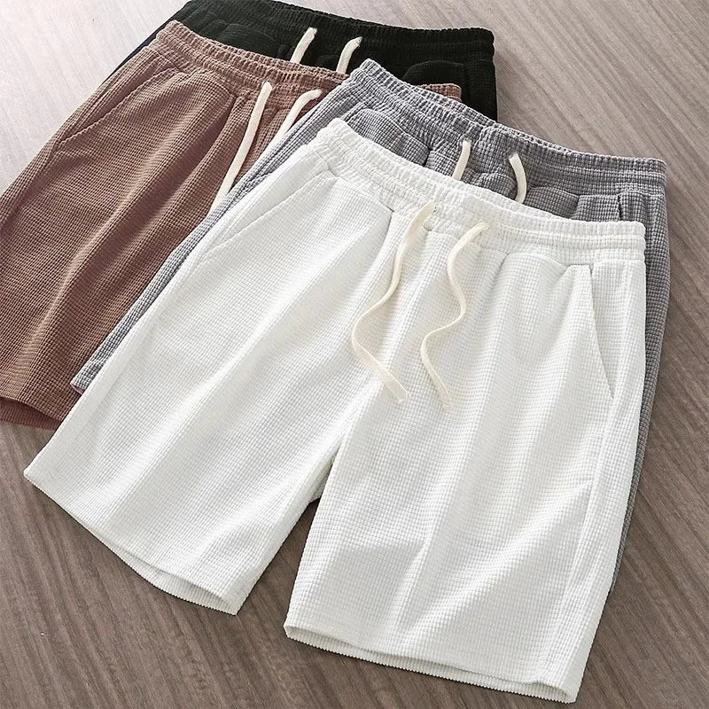Herren Sommer Kordelzug Strukturiert Shorts