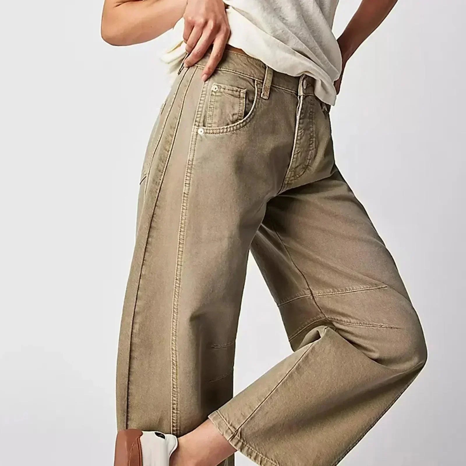Damen High-Waist Cropped Jeans Hose
