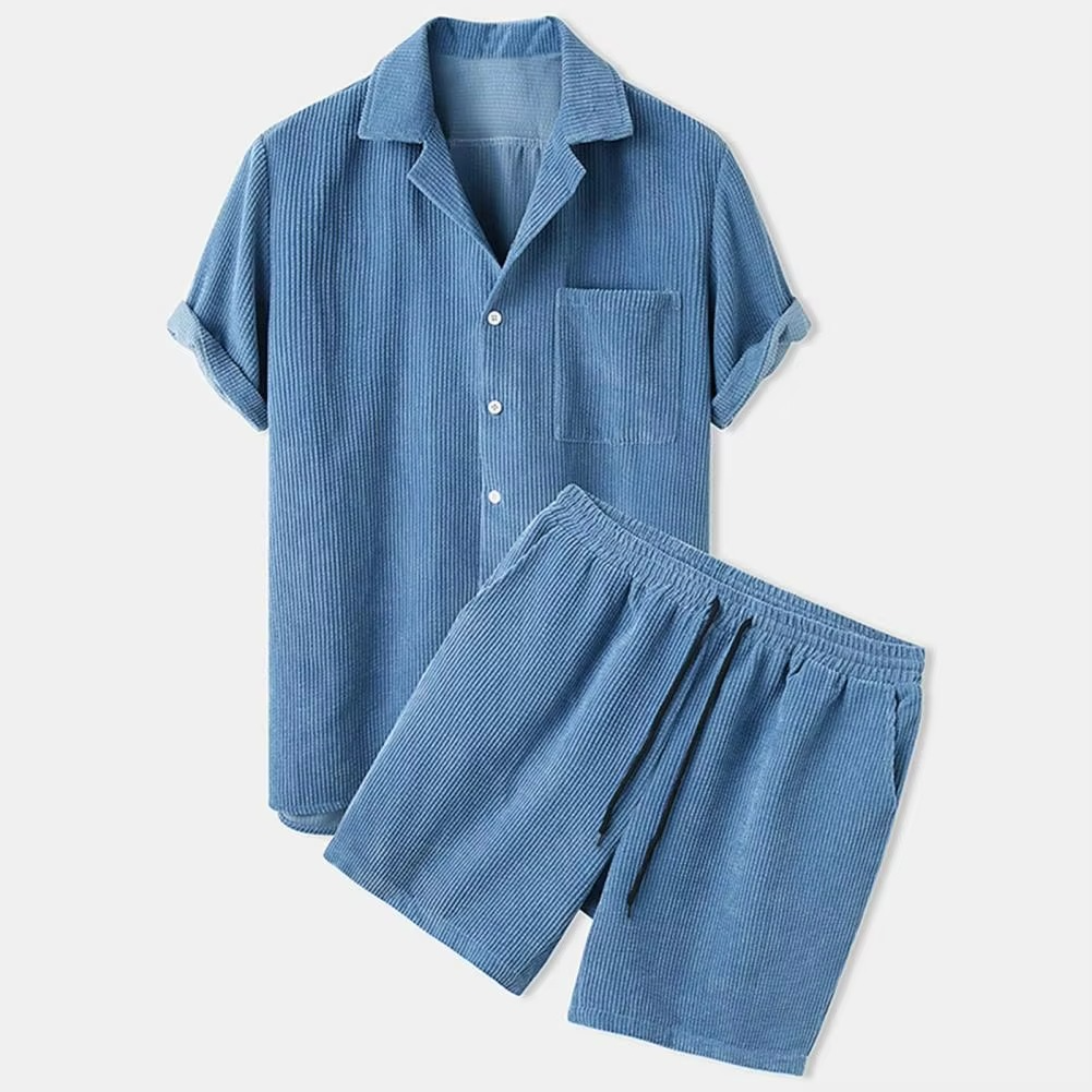 Herren Sommer Zweiteiler Hemd und Shorts Set