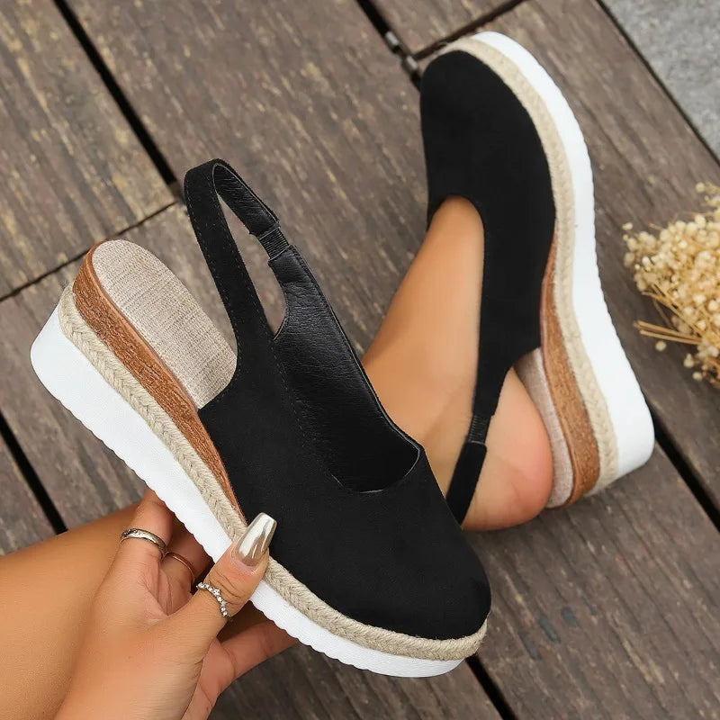 Nina | Damen Espadrilles Keilabsatz Slingback Wildleder Sandalen