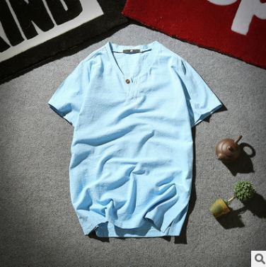 Herren Lässiger Henley T-Shirt mit Knöpfen