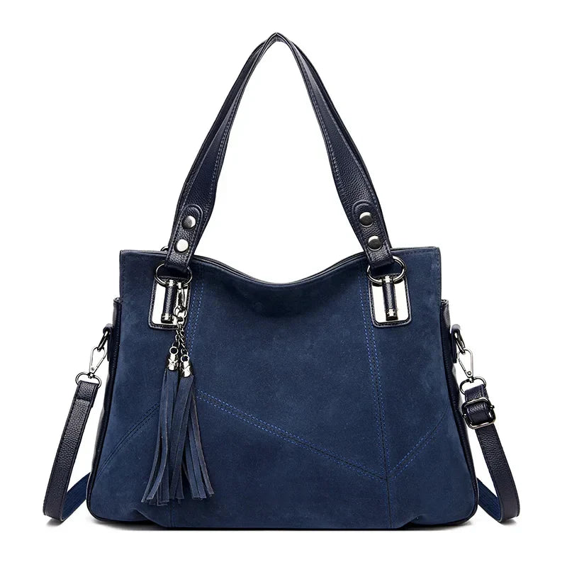 Damen Klassische Gefranste Schultertasche mit Quasten
