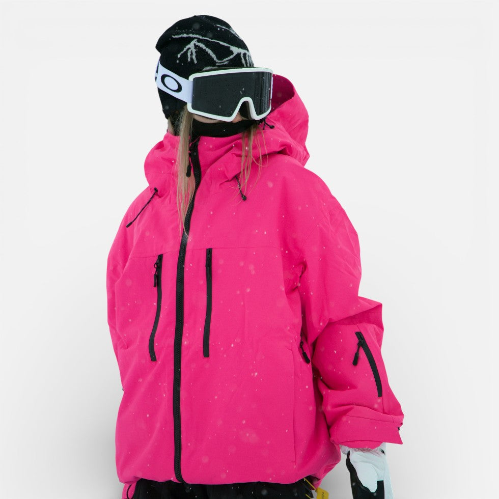 Damen Skijacke mit Kapuze und Reißverschlusstaschen