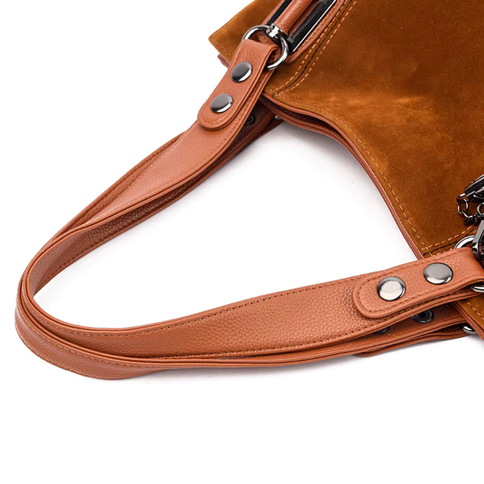 Damen Klassische Gefranste Schultertasche mit Quasten