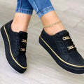 Lanny | Damen Plateau Sneaker Goldkette Schnürsenkel Freizeitschuhe