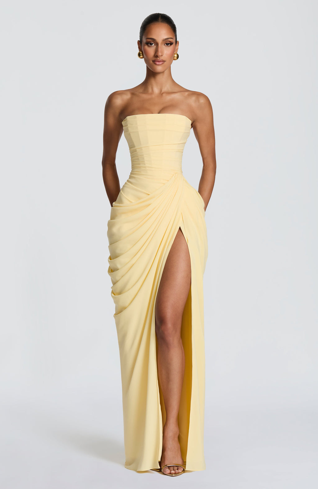 Skulpturales trägerloses Maxikleid für Damen – Elegantes Abendkleid mit perfekter Passform