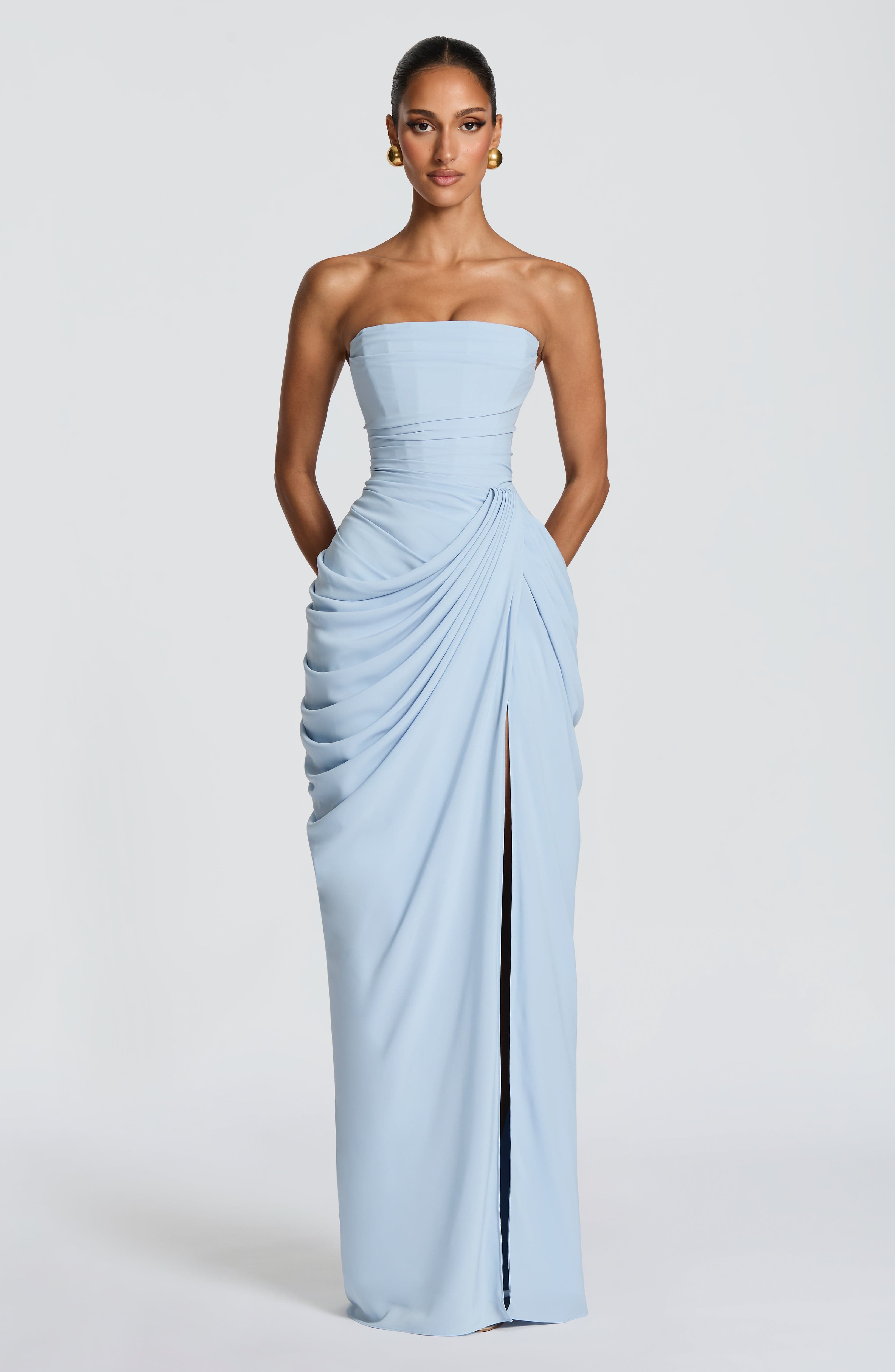 Skulpturales trägerloses Maxikleid für Damen – Elegantes Abendkleid mit perfekter Passform