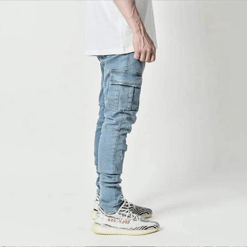Slim-Fit Cargo Jeans für Herren mit Multifunktionalen Taschen