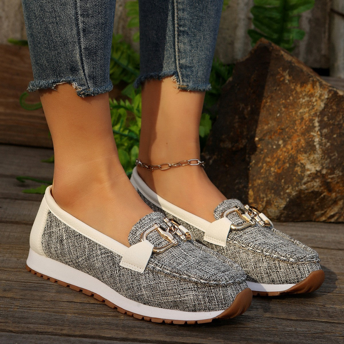 Slingback Schuhe Damen | Elegante Flats mit Metallspange