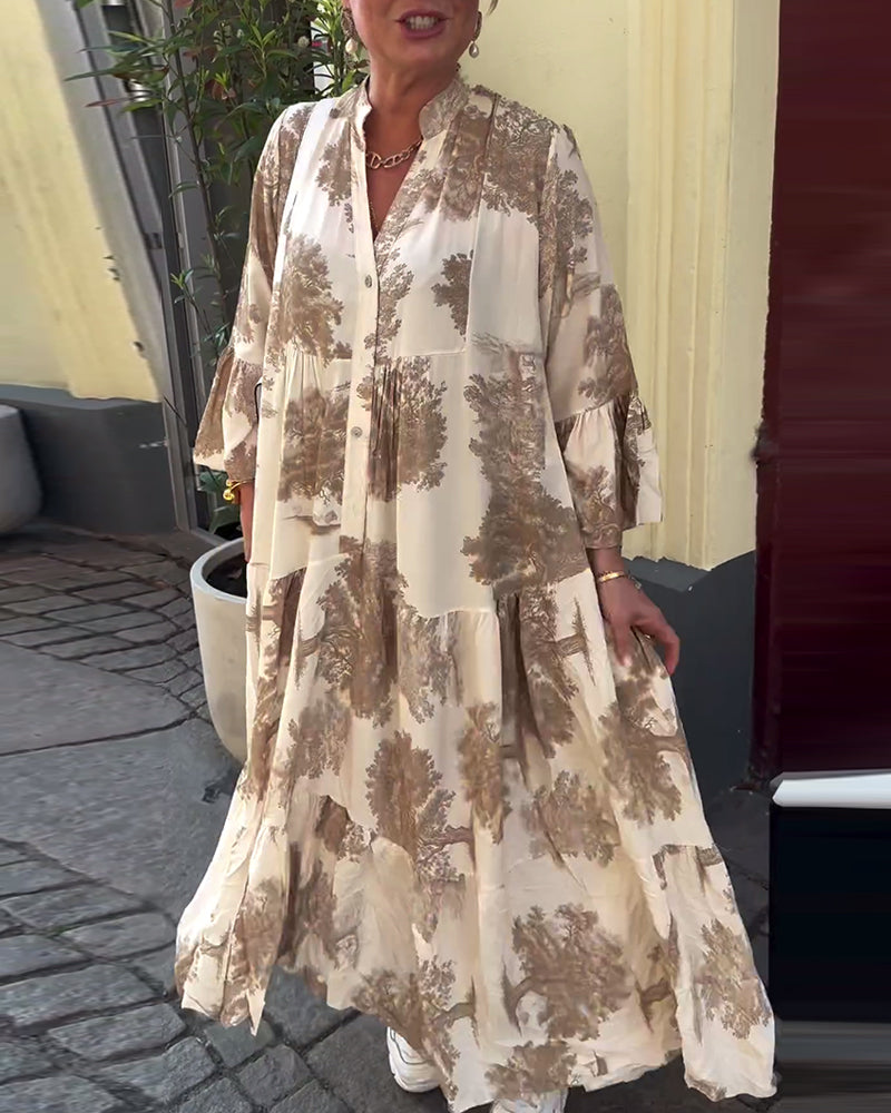 Damen Blumen Gestuft Maxi Sommerkleid