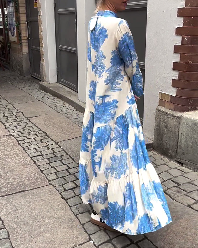 Damen Blumen Gestuft Maxi Sommerkleid