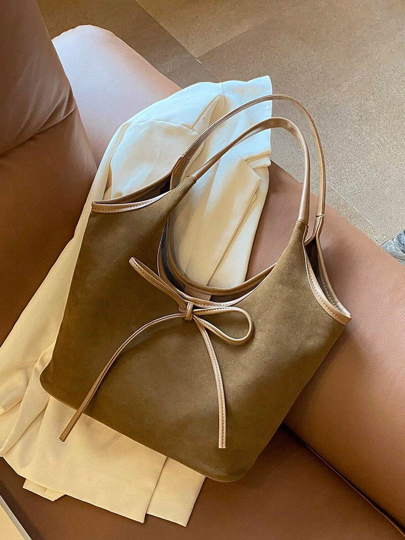 Laura | Damen Umhängetasche aus Wildleder mit Schleife