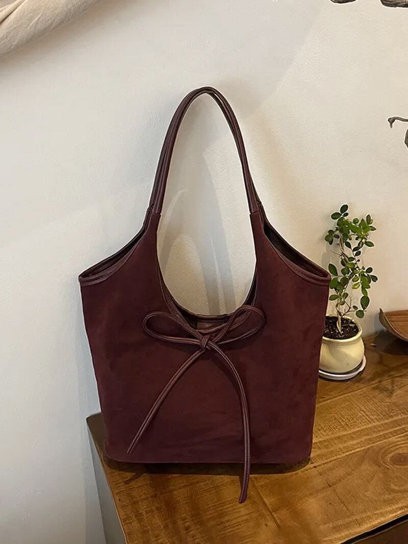 Laura | Damen Umhängetasche aus Wildleder mit Schleife