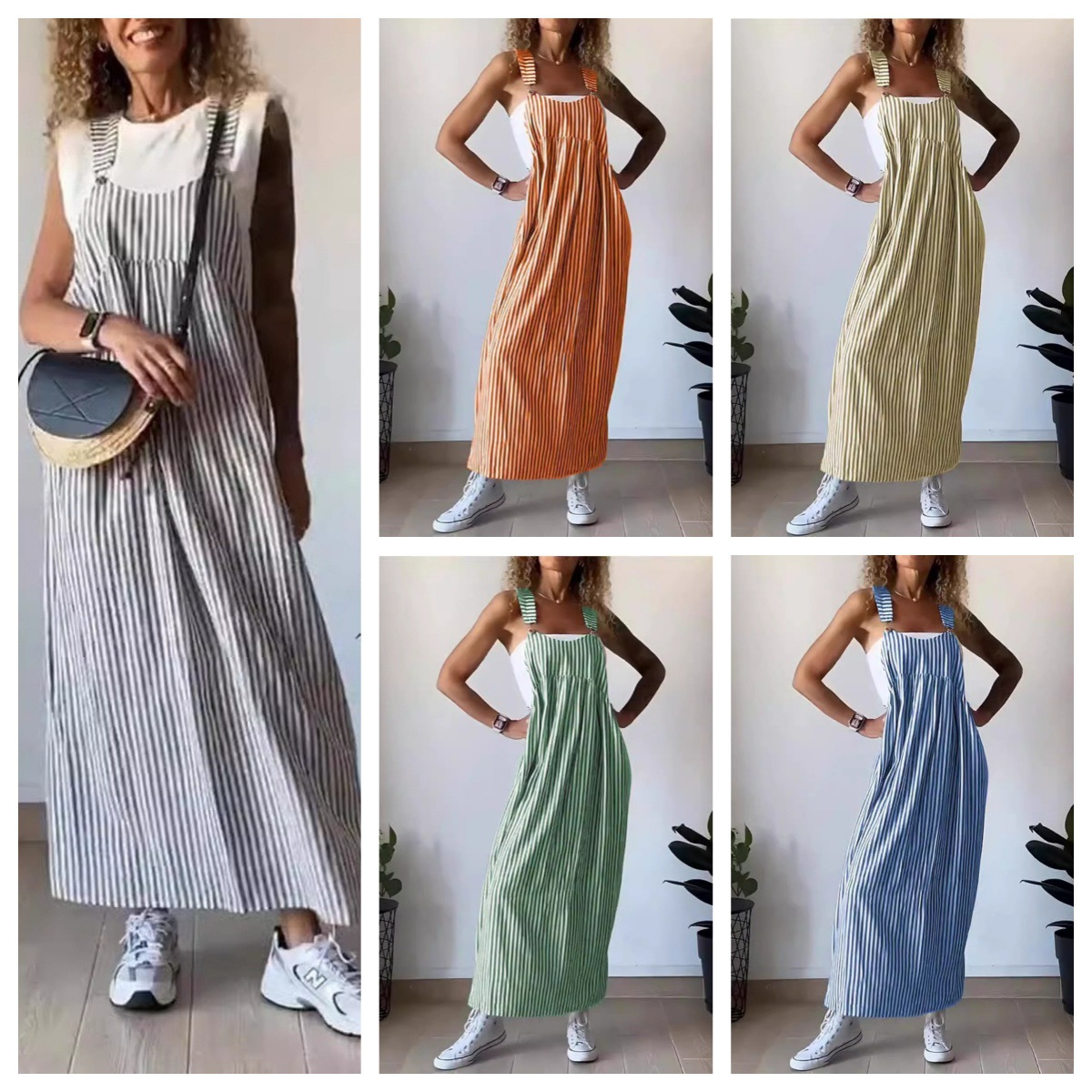Sommer Jumpsuit Damen | Streifenmuster & Latzträger-Design