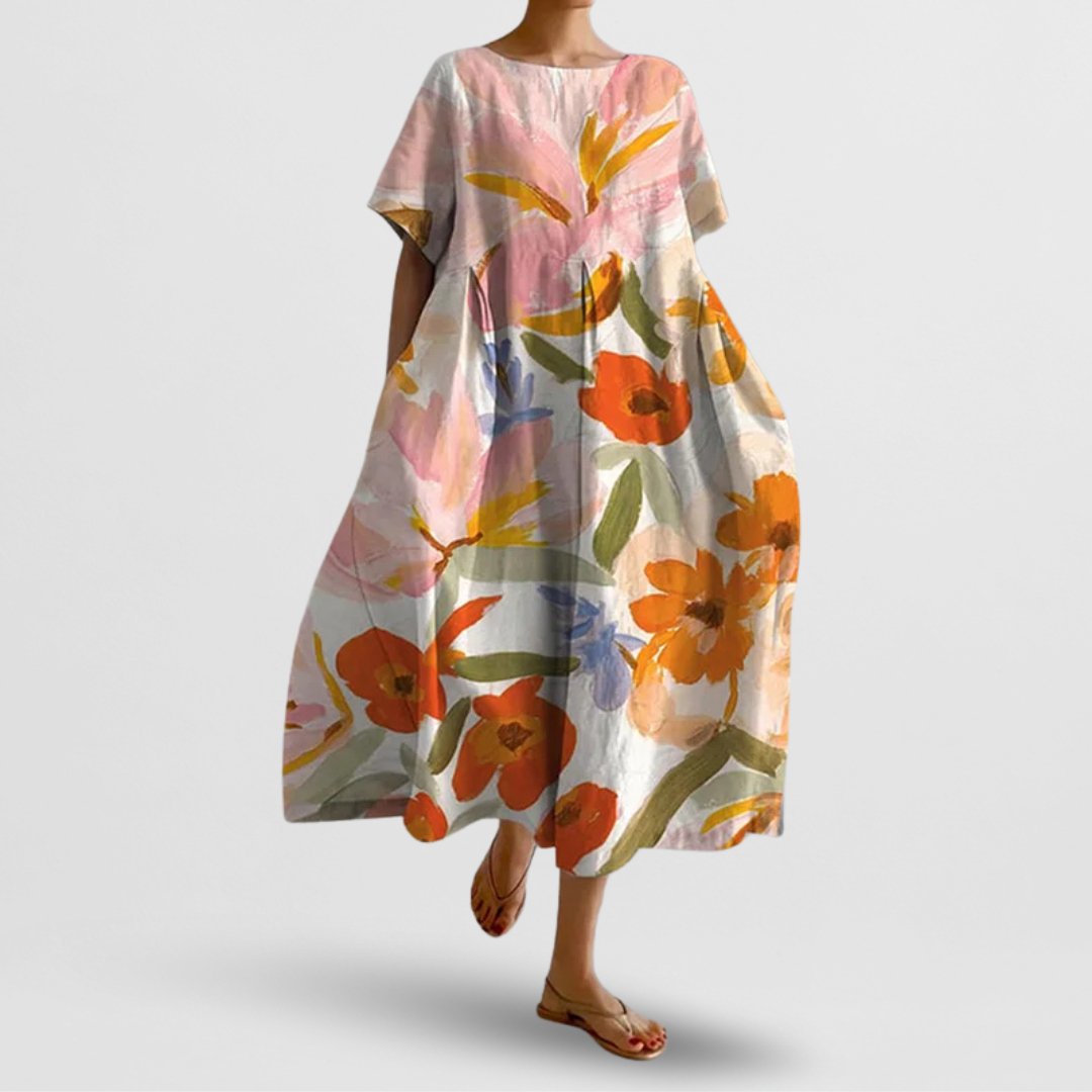 Sommerkleid Damen | Kunstvoller Blumenprint & Oversized-Komfort