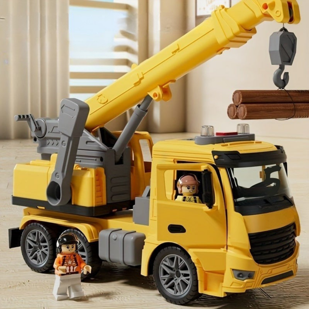 Spielzeug-Baukranwagen – Realistisches Fahrzeug mit Lichtern, Geräuschen und beweglichem Arm für Kinderspielzeit