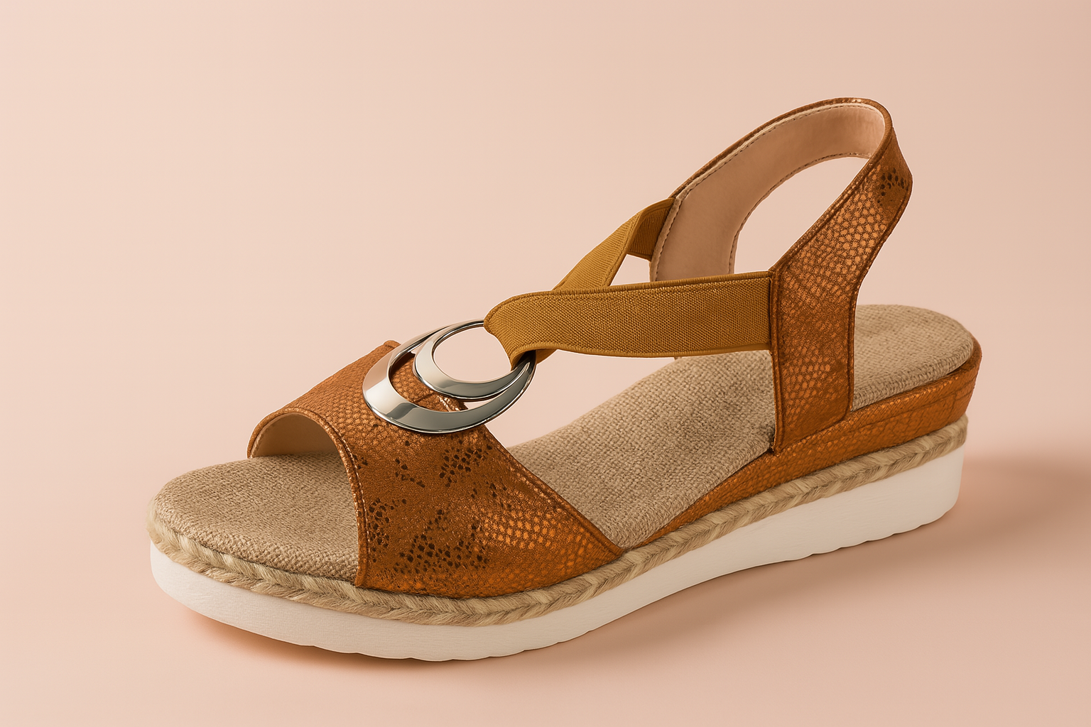 Sportliche Plateau Sandalen Damen mit Modernem Zierring - Stylische Sommerschuhe für Warme Tage