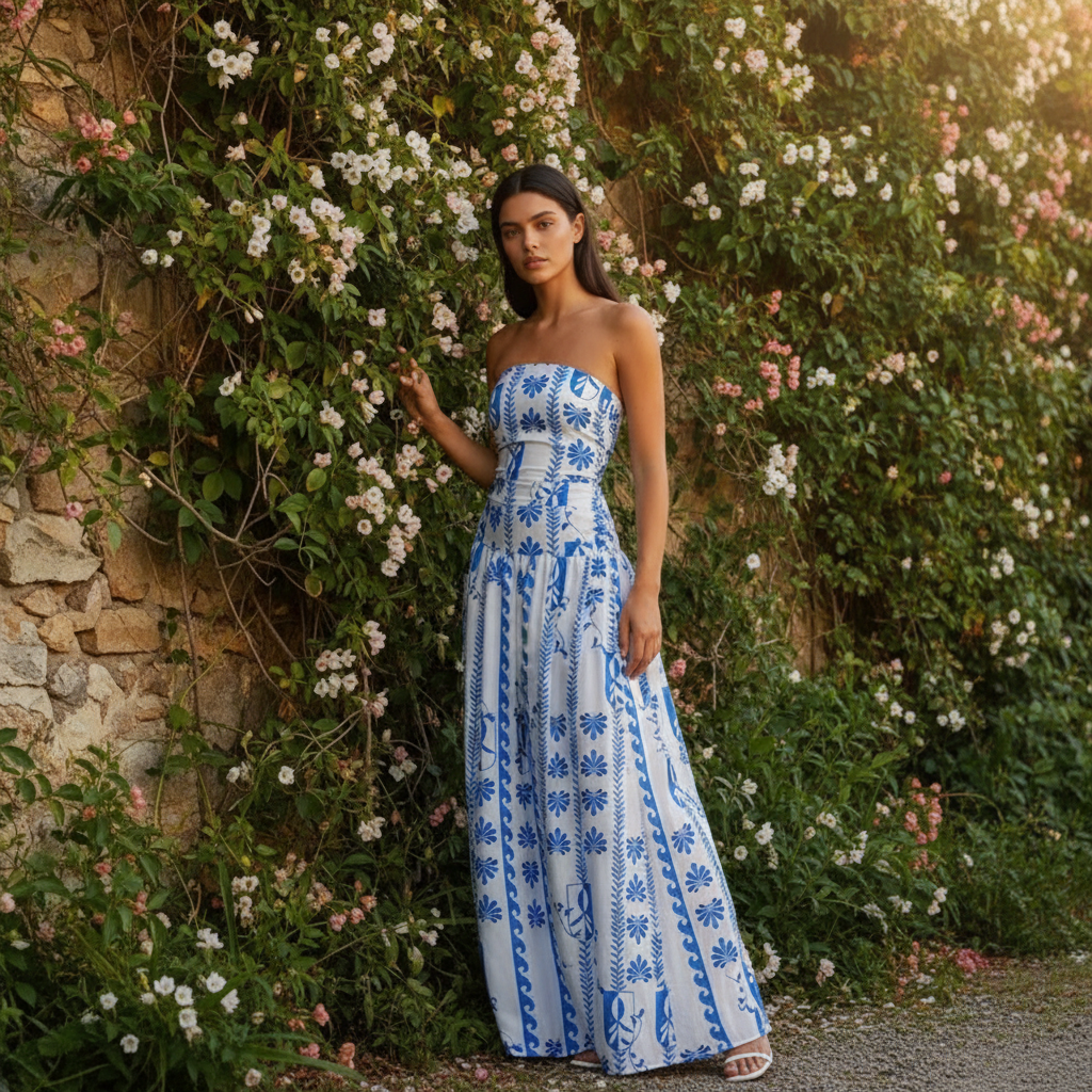 Damen Lässig Karomuster Sommer Maxikleid