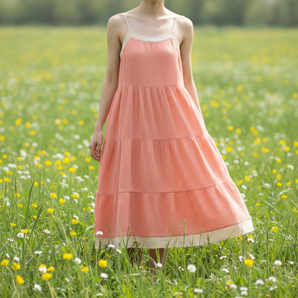 Damen Spaghettiträger Mehrstufig Sommerkleid