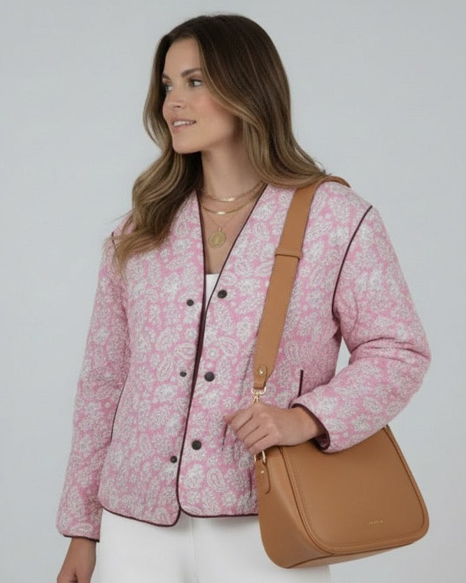 Urbaner Blouson für Damen mit V-förmigem Ausschnitt und Druckknöpfen