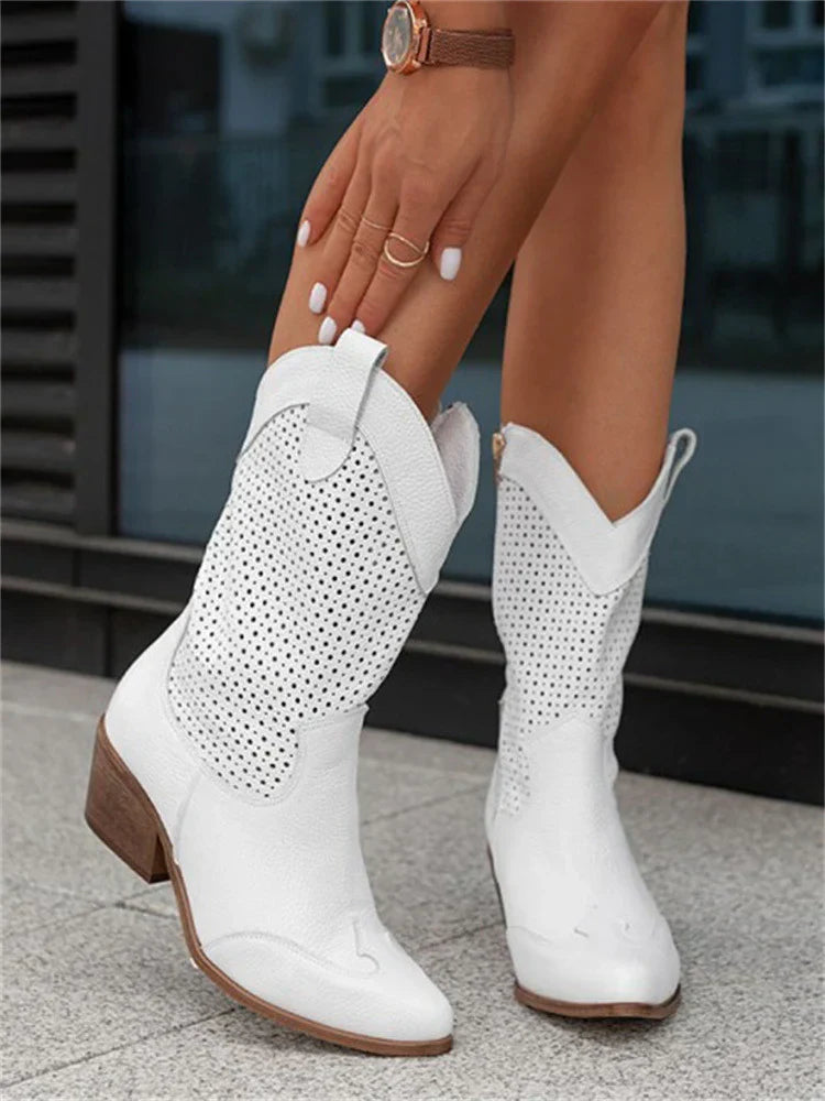 Stiefel Damen | Perforiert & Zeitlos im Western-Look