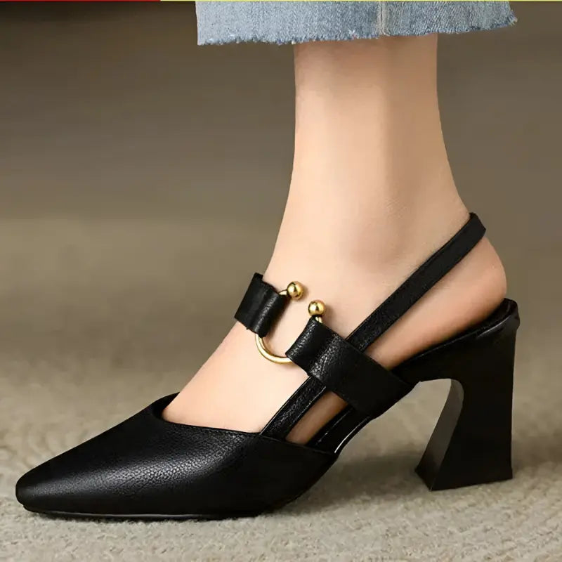 Stilettos Damen | Slingback & Goldring-Detail