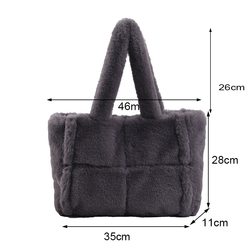 Stilvolle Plüschhandtasche für Damen – vielseitiger Stauraum – Winteraccessoire